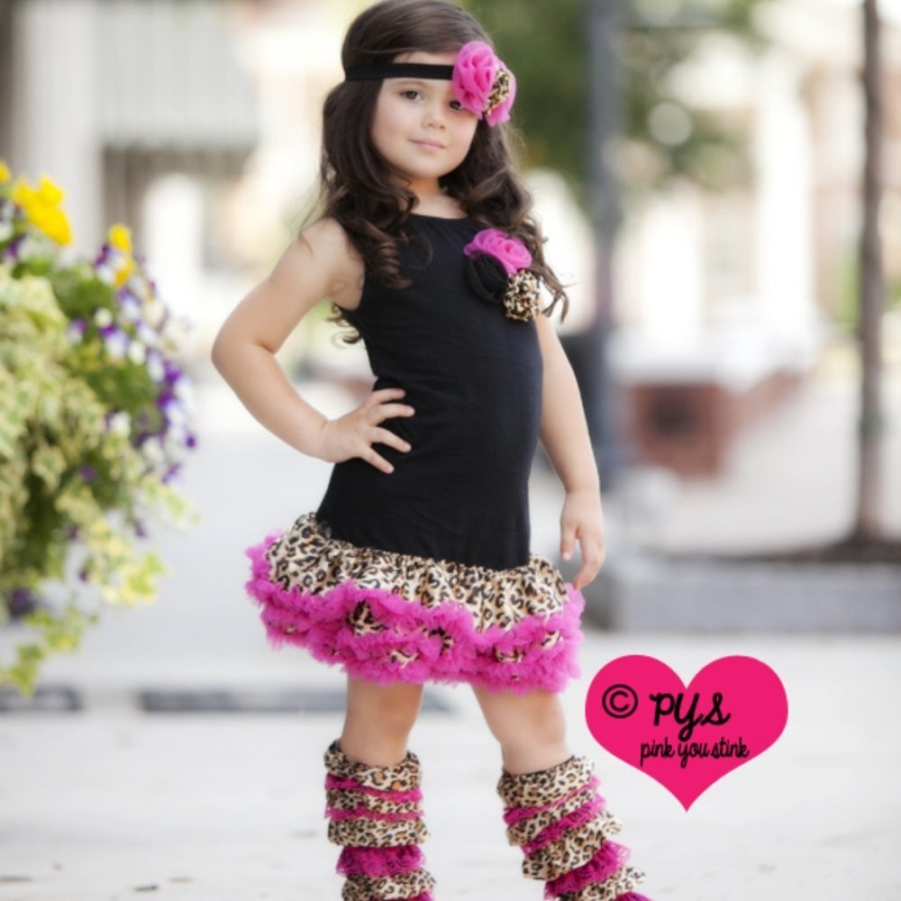 Girls Summer Dress Pink Leopard Print NEW 3 PC